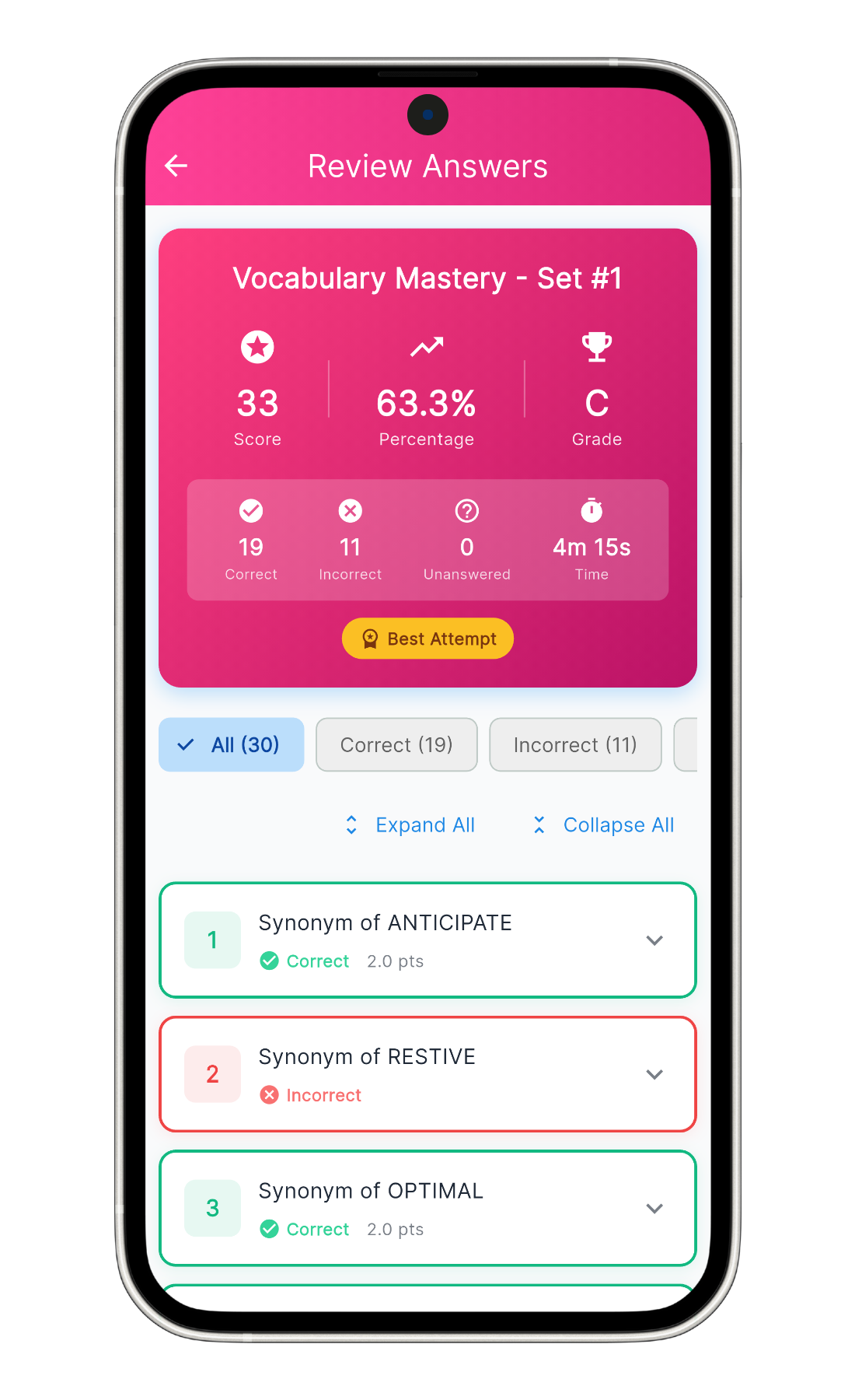 Detailed Quiz Analysis & Leaderboards