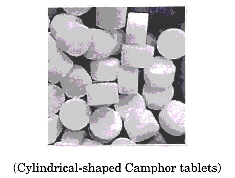 Cylindrical camphor tablets