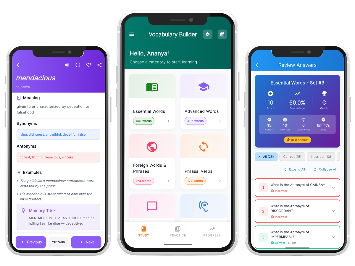 Vocabulary Builder App Interface