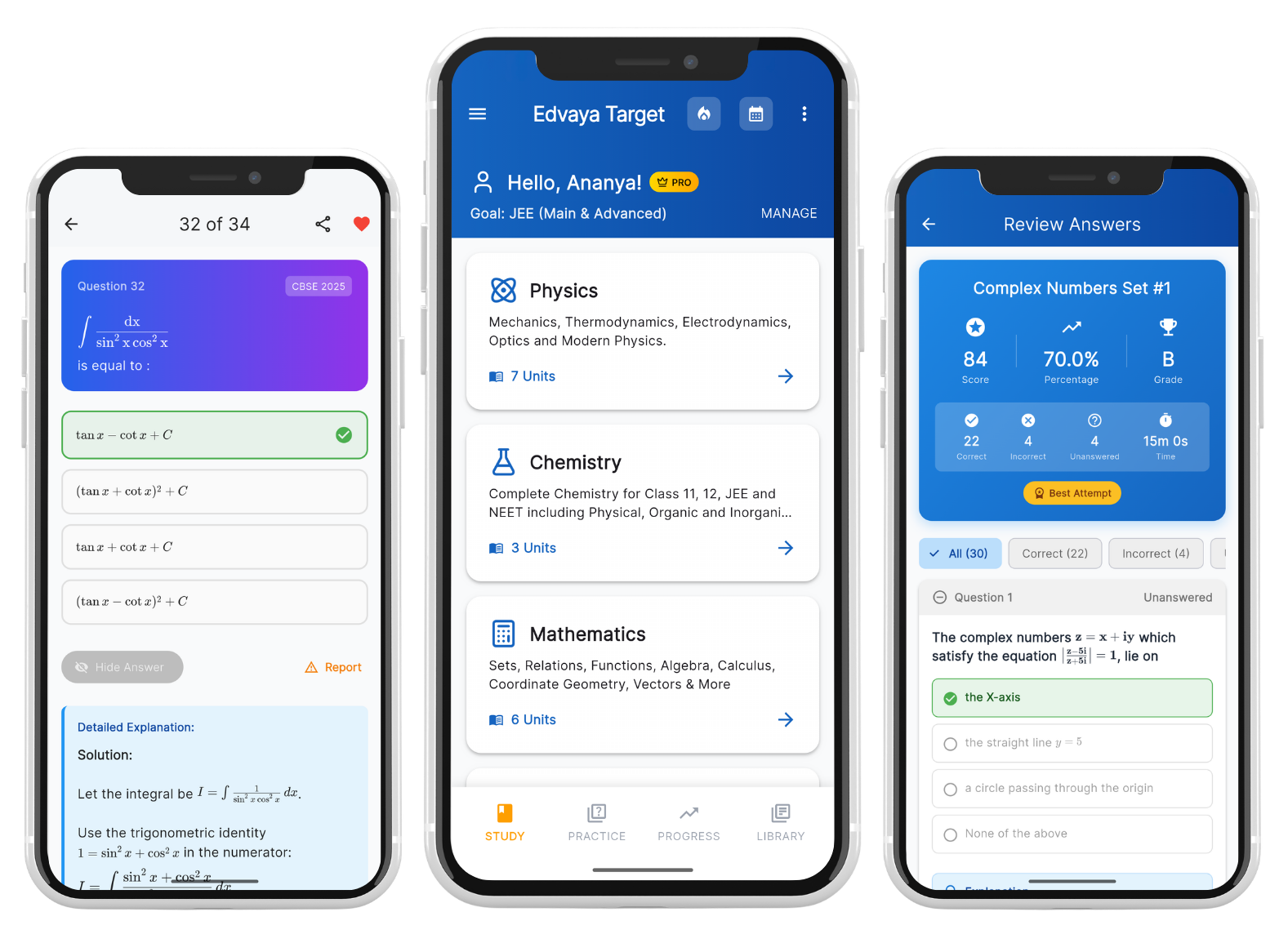 Edvaya Target App Interface