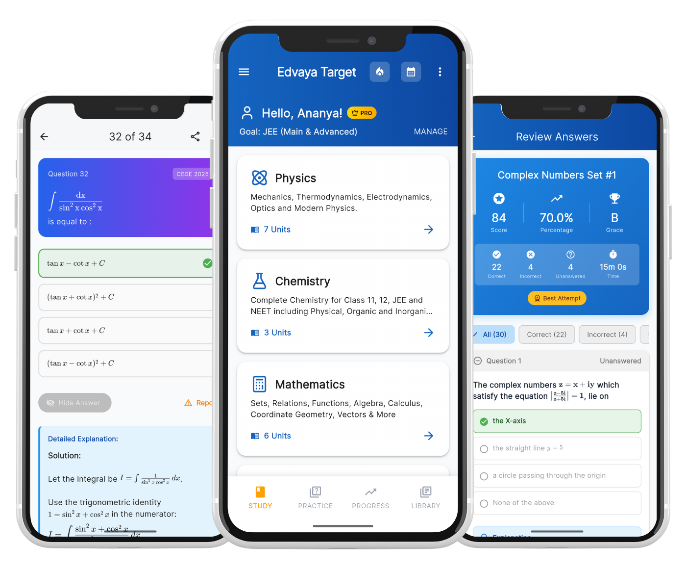 Edvaya Target App Interface