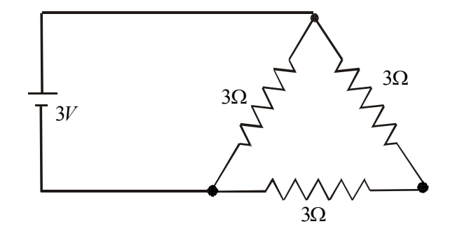 3V battery with three 3Ω resistors in circuit