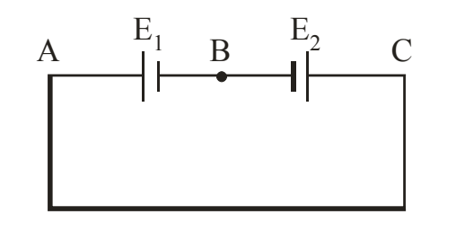 E1=8V(2Ω) opposing E2=2V(4Ω), points A,B,C