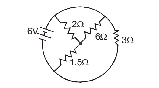 6V battery with 2Ω, 6Ω, 3Ω and 1.5Ω resistors